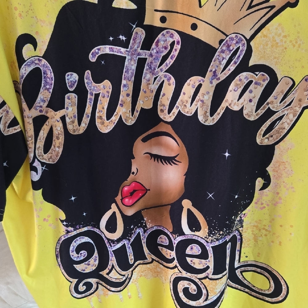 Yellow Graphic Tee with Queen Design   🤎   SIZE  1XL - Picture 2 of 8